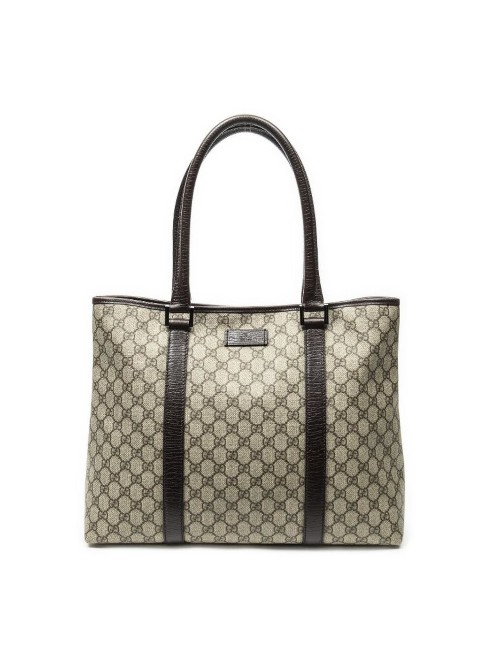 Gucci Large Open Tote Bag Dark Brown Beige Supreme Canvas